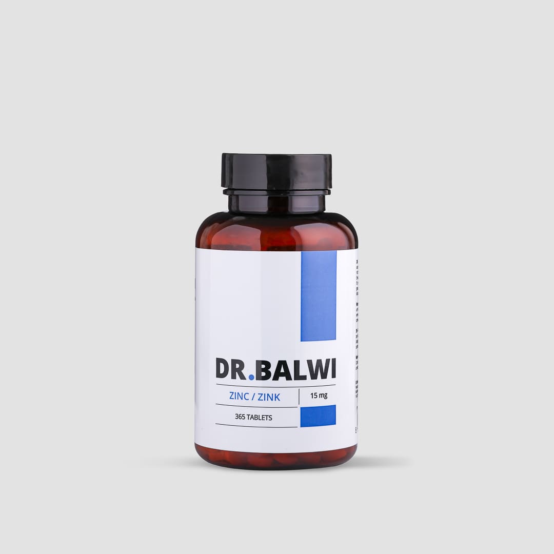 Eine braune Flasche mit schwarzem Deckel und der Aufschrift „shop.elithairtransplant Zink Tabletten, 15 mg, 365 Tabletten für Haarwachstum und Immununterstützung“ ist vor hellgrauem Hintergrund abgebildet. Das Etikett weist blau-weiße Designelemente auf.