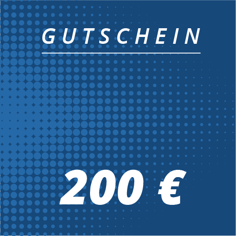 Blauer Elithair-Geschenkgutschein von shop.elithairtransplant mit „GUTSCHEIN“ in weißer Kursivschrift oben und „200 €“ in Fettdruck unten auf einem gepunkteten Farbverlaufshintergrund – ideal für die Anzeige einzelner Produkte oder jeden Shopify-Bereich.
